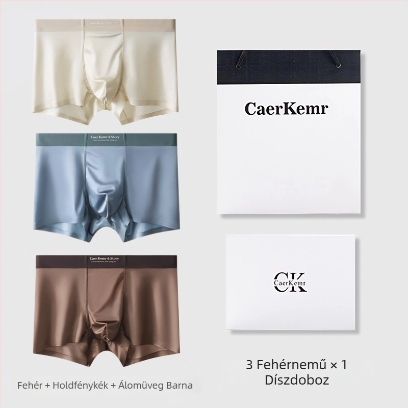 Férfi jégselyem satin boxeralsó antibakteriális, középmagas derekú, 10A, három darabos ajándékdobozban