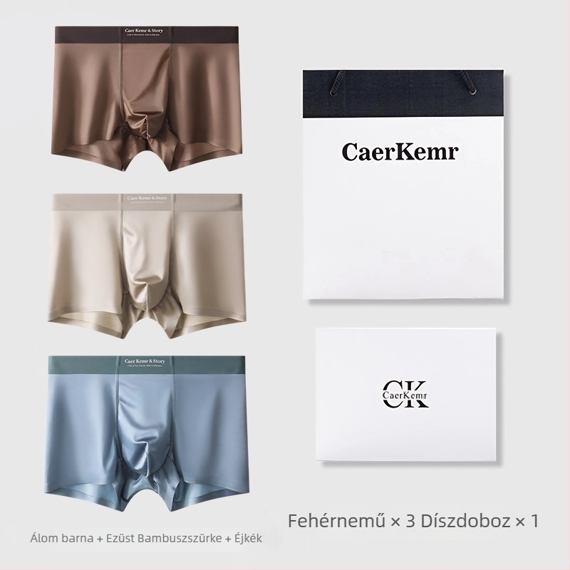 Férfi jégselyem satin boxeralsó antibakteriális, középmagas derekú, 10A, három darabos ajándékdobozban