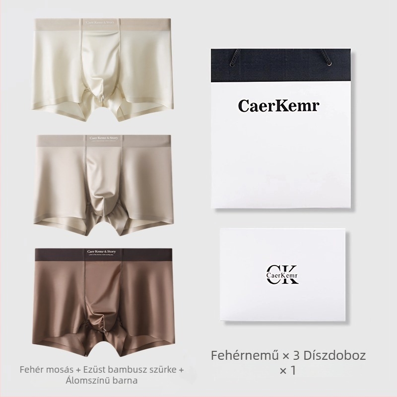 Férfi jégselyem satin boxeralsó antibakteriális, középmagas derekú, 10A, három darabos ajándékdobozban