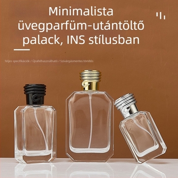 30 ml sík négyszögletes üvegparfüm flakon – üres utántöltő üveg csapzáró kupakkal