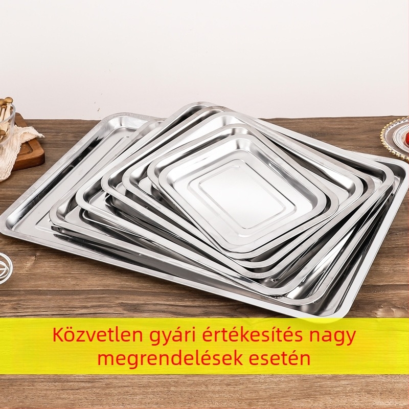 304 rozsdamentes acél, vastag, négyszögletes és téglalap alakú perforált tál, gőzöléshez, rizshez, teához, halhoz és grillezéshez