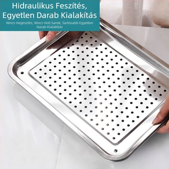 Rozsdamentes acélból készült teás tálca víztárolóval – hordozható, multifunkcionális teához, sütéshez és kültéri étkezéshez