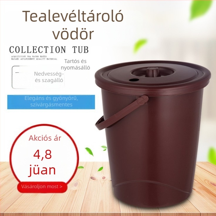 Műanyag vödör tealevelekhez és teás vízhez, Kung Fu tea ceremóniához, vastagított lefolyó edény