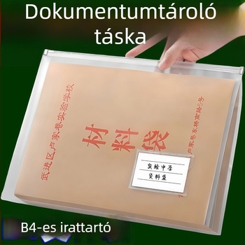 B4 méretű vízálló, átlátszó cipzáras irattartó táska diákok számára