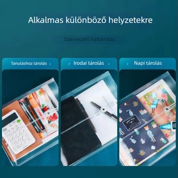 A4-es átlátszó függőleges irattartó taska, műanyag, vízálló, megvastagított