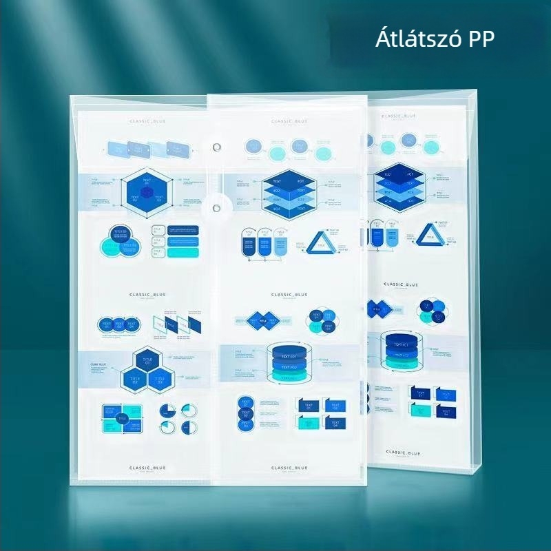 A4-es átlátszó függőleges irattartó taska, műanyag, vízálló, megvastagított