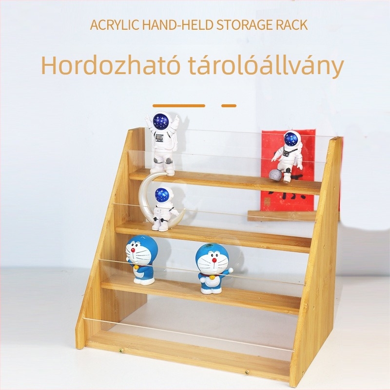 Asztali bemutató polc magazinok és könyvek számára, több rétegű fa tároló polc otthoni használatra