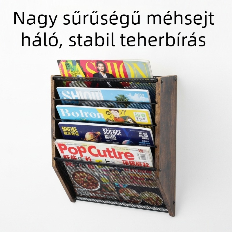 Faanyagból készült 5-szintes falra szerelhető irat- és magazinállvány