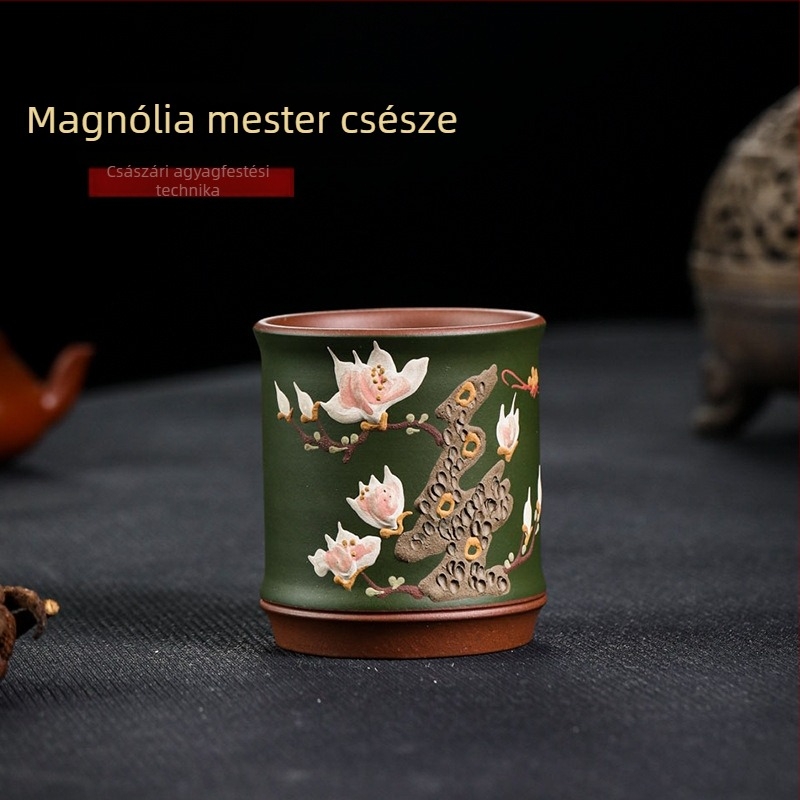 Yixing kézzel készített lila agyag teáscsésze, Magnolia Master