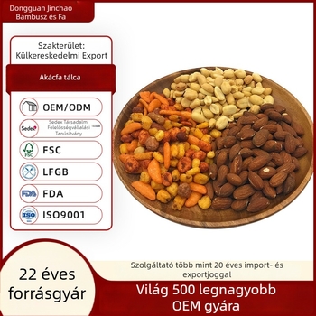 Testreszabható tömörfa lapos tál akácfából – snack tál és teás tálca