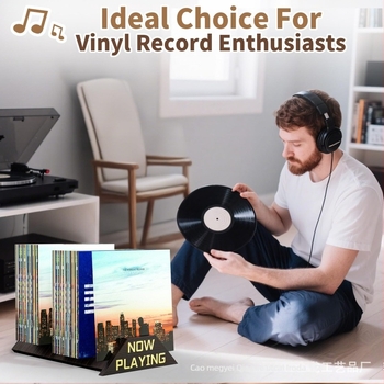 3‑rétegű fa tároló polc vinyl lemezekhez, asztali irattartó, CD-tartó, poszter elválasztó és magazin tároló