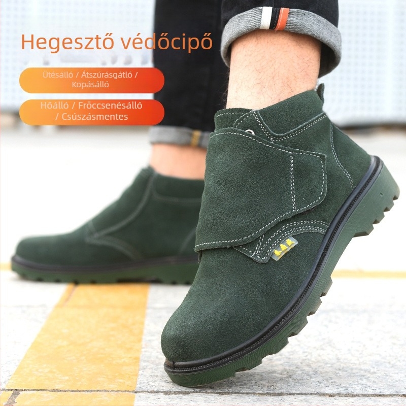 Férfi hegesztő védőcipő, ütésálló és átszúrás elleni védelem, lélegző, tömör talppal, olaj- és kopásálló