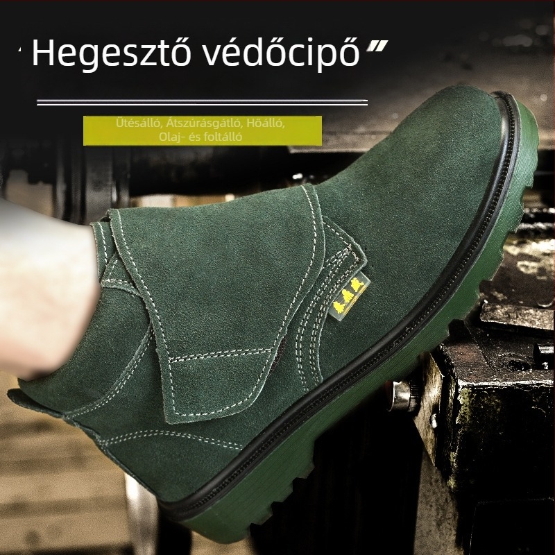 Férfi hegesztő védőcipő, ütésálló és átszúrás elleni védelem, lélegző, tömör talppal, olaj- és kopásálló
