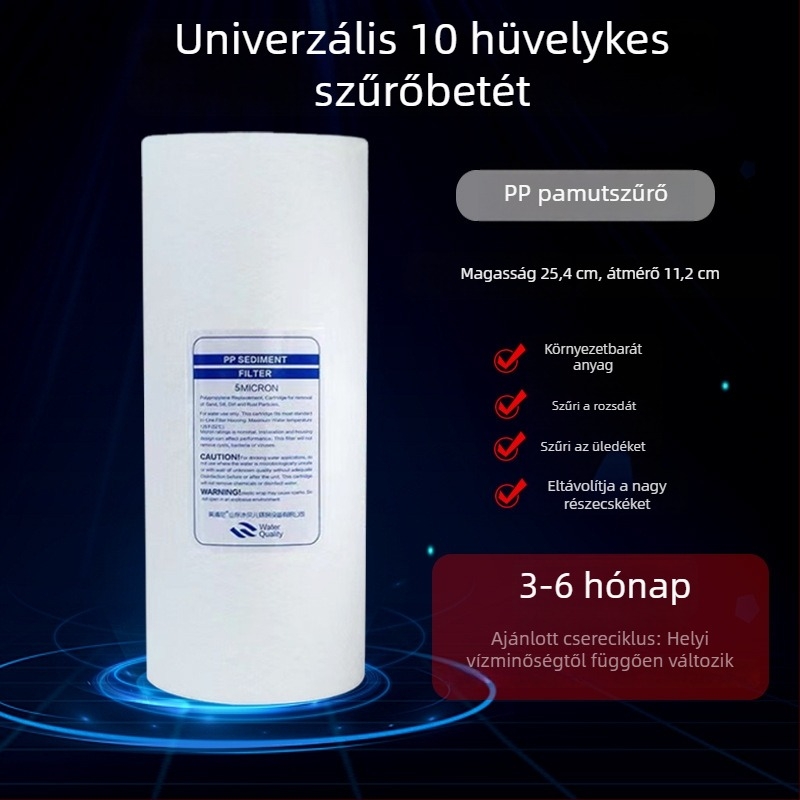 10 hüvelykes vízszűrő elem Meltblown, CTO aktivált szénnel, egész ház előszűrő