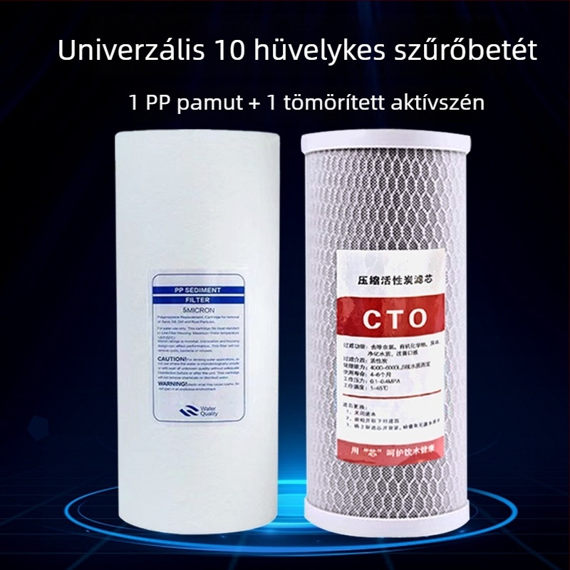 10 hüvelykes vízszűrő elem Meltblown, CTO aktivált szénnel, egész ház előszűrő