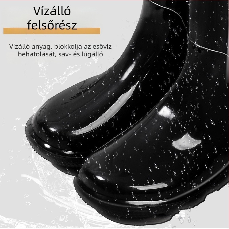 Férfi gumi esőcsizmák, sav- és lúgálló, vízálló, csúszásmentes