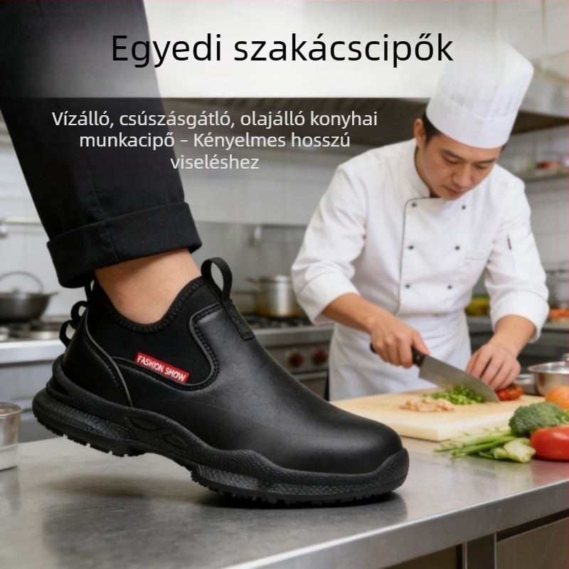 Férfiak és nők konyhai munkacipői – csúszásmentes, olaj- és vízálló, alacsony szárú, lélegző és tartós, perforáció elleni védelem