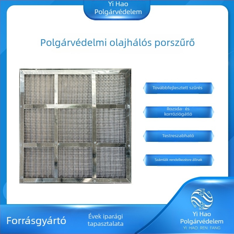Olajhálós szűrő szellőztető berendezéshez és porgyűjtőhöz, szűrőelem, D-típus / X-típus