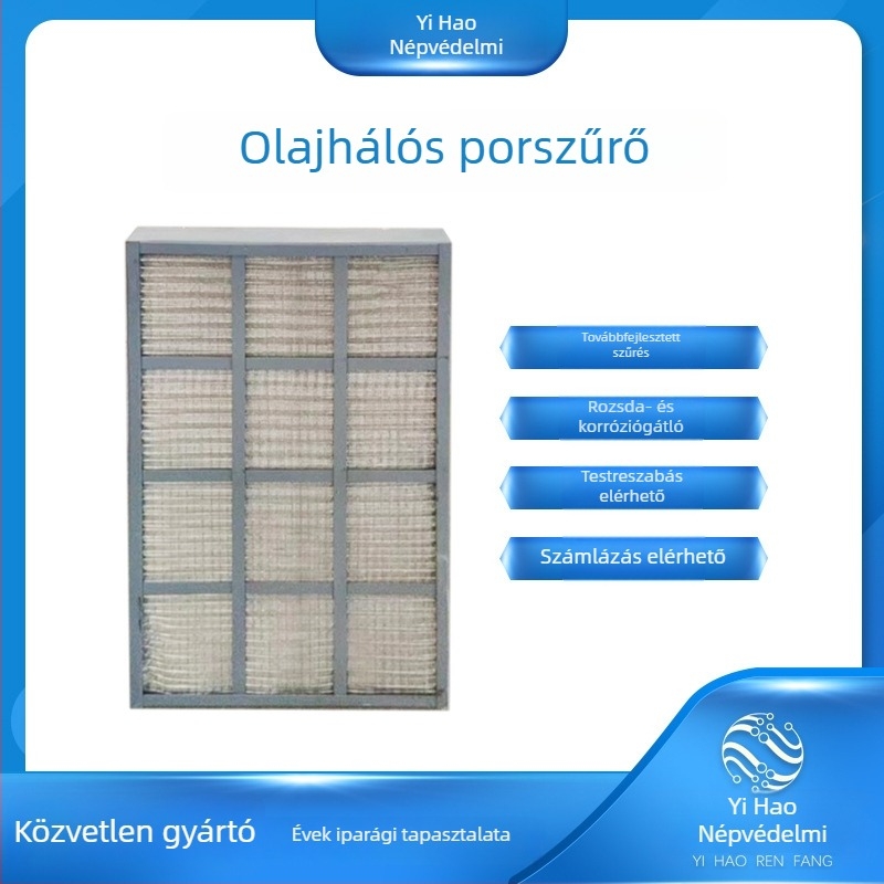 Olajhálós szűrő szellőztető berendezéshez és porgyűjtőhöz, szűrőelem, D-típus / X-típus