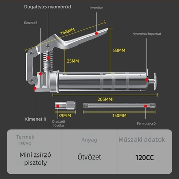 Kompakt vajfegyver pistoly-stílusú, egykezes hordozható vajadagoló, mini kézi zsírzó otthoni használatra