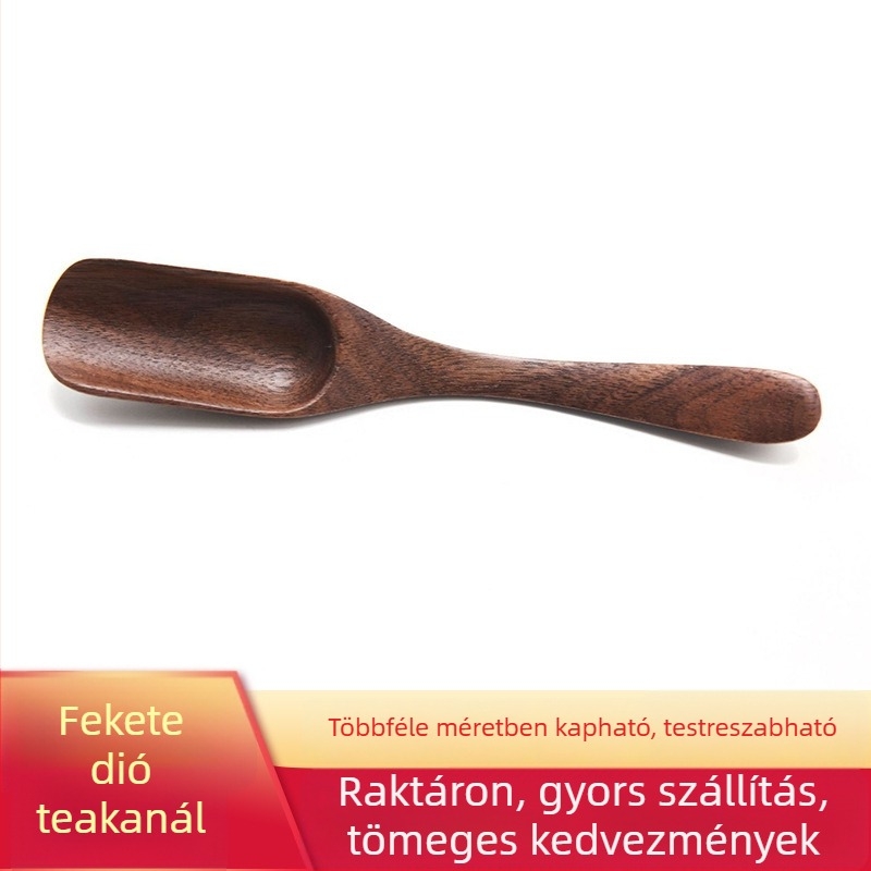 Fekete diófából készült teáskanál és kávébab kanál, fűszerskanál, konyhai eszköz otthoni használatra