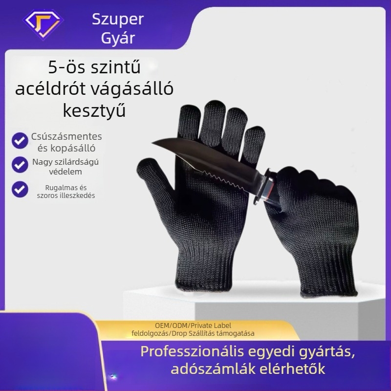 Rozsdamentes acéldrótból készített vágásbiztos munkavédelmi kesztyűk, kopásálló, ipari felhasználásra