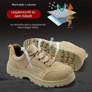 Férfi acélorrú védőcipő, ütés- és perforációálló, könnyű, légáteresztő, kopásálló, szagtalanító, csúszásmentes, munkacipő építkezésekhez