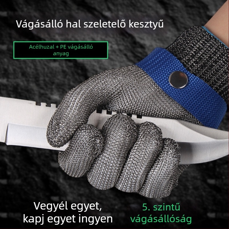 Vágásálló acélszálas kesztyű húsfeldolgozáshoz és halászathoz