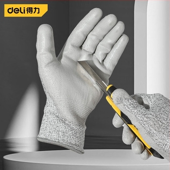 Deli Tools vágásálló kertészeti kesztyű, PU bevonattal nitril, kopásálló, DL521041, méretek 42–43