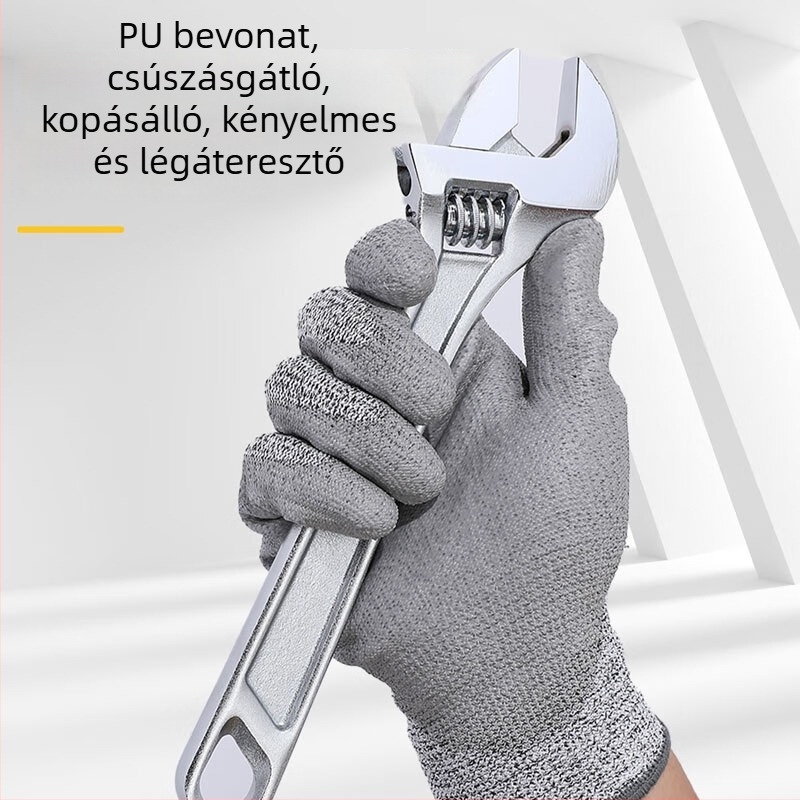 Deli Tools vágásálló kertészeti kesztyű, PU bevonattal nitril, kopásálló, DL521041, méretek 42–43
