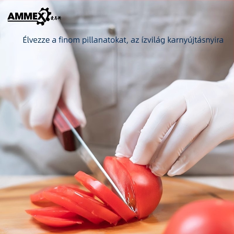 Egyszer használatos nitril kesztyűk, hosszított hosszúságú, élelmiszer-minőségű, cateringhez, konyhához, sütéshez, mosogatáshoz, háztartási tisztításhoz