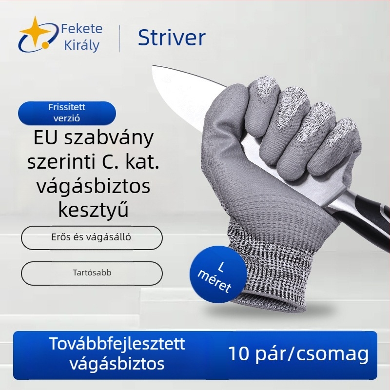 Xingyu HPPE vágásbiztos kesztyű PU bevonattal, kopásálló és tartós halak feldolgozásához