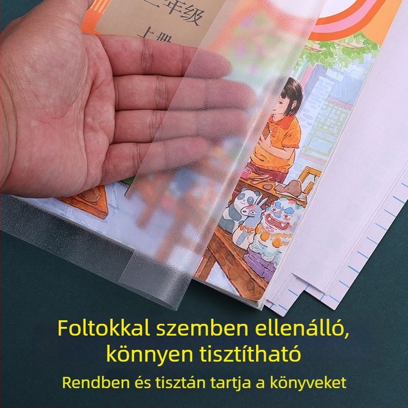 Öntapadós könyvborító, átlátszó, általános- és középiskolások számára, ragasztás nélkül, matt felület, vízálló és foltálló