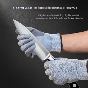 5. szintű építkezési kesztyű PU bevonattal, tenyéren is bevonattal, kopásálló és csúszásmentes textil