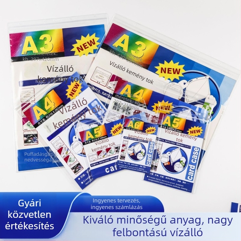 PVC vízálló, merev dokumentumtáska, magas átláthatóságú, gyűrődésmentes, szennyeződés- és nedvességálló, testreszabható