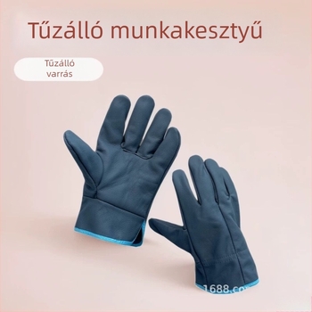 Tűzálló rövid bőrmunkakesztyűk, puha bőr, kopásálló, égési védelem, ipari felhasználásra