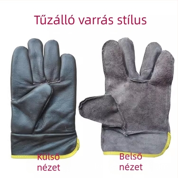 Tűzálló rövid bőrmunkakesztyűk, puha bőr, kopásálló, égési védelem, ipari felhasználásra