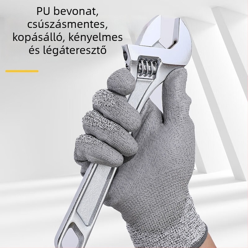 Effective DL521042 Vágásbiztos munka kesztyű PU bevonattal, kopásálló poliészter PVC hab
