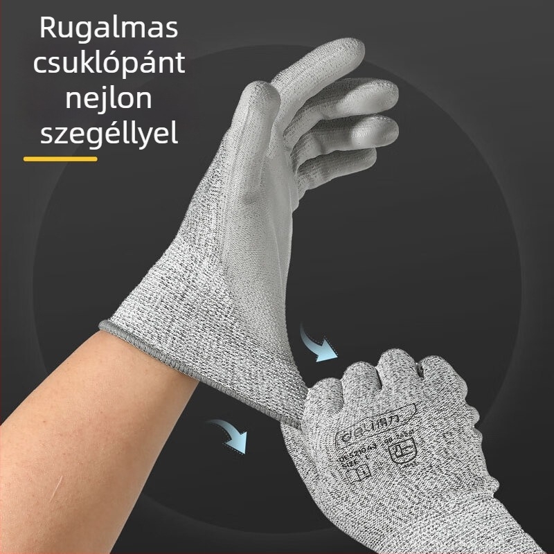 Effective DL521042 Vágásbiztos munka kesztyű PU bevonattal, kopásálló poliészter PVC hab
