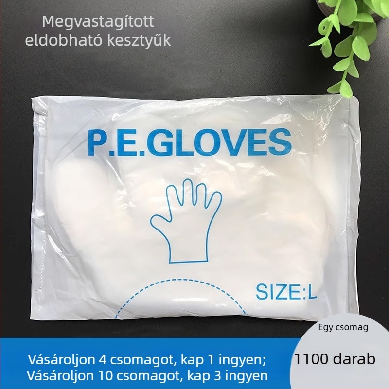 Egyszer használatos kesztyű fodrászszalonok számára, átlátszó PVC műanyag fólia, vast és tartós a hajfestéshez és a formázáshoz