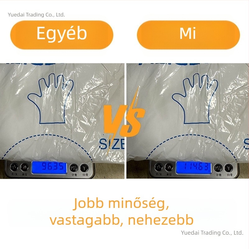 Egyszer használatos kesztyű fodrászszalonok számára, átlátszó PVC műanyag fólia, vast és tartós a hajfestéshez és a formázáshoz
