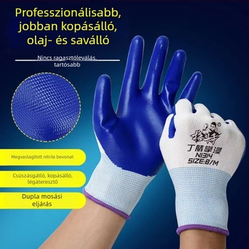 Munkavédelmi kesztyűk: kopásálló és vágásálló, nitril-latex anyagból, professzionális védőkesztyű, olajálló és megvastagított