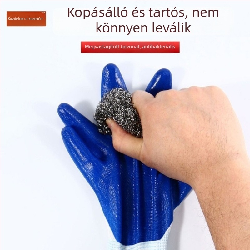 Munkavédelmi kesztyűk: kopásálló és vágásálló, nitril-latex anyagból, professzionális védőkesztyű, olajálló és megvastagított
