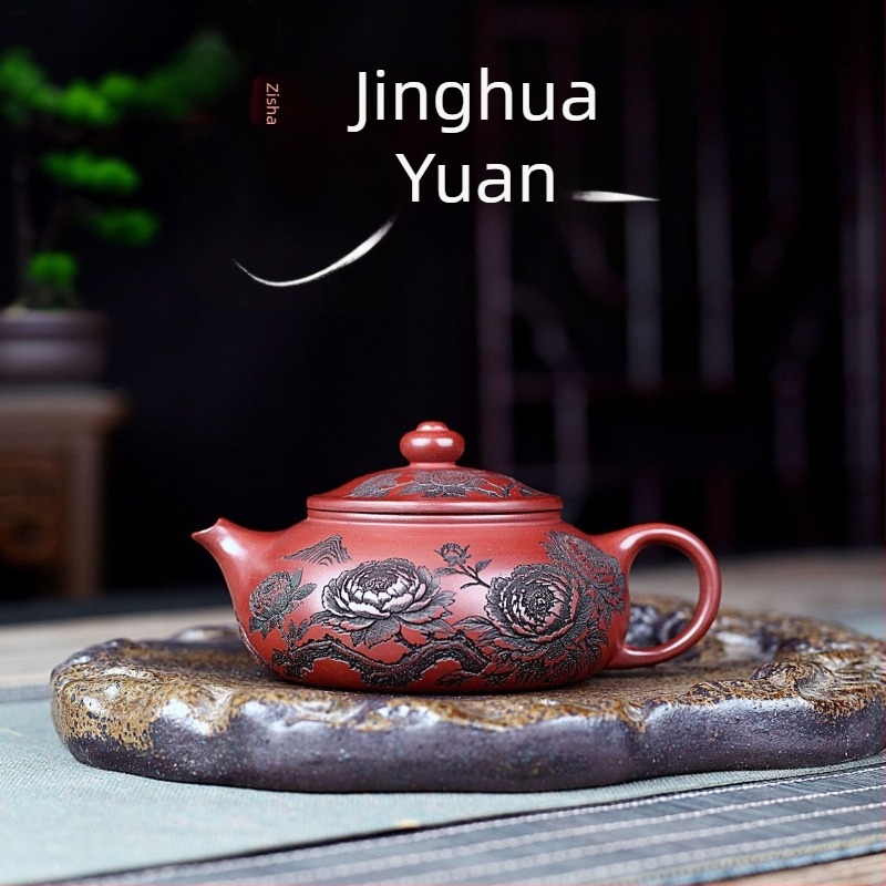 Yixing lila agyag teáskanna, kézzel kész, otthoni használatra, luxus teáskészlet Dragon Blood