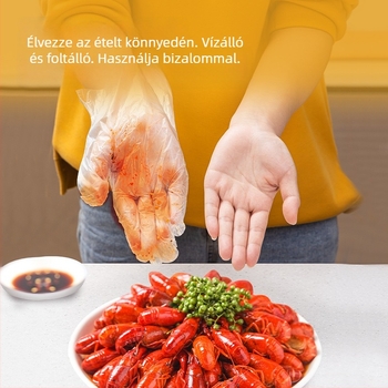 Deli LQ110 egyszer használatos PE kesztyűk, élelmiszer-minőségű, átlátszó, dobozos kiszerelésben, kihúzható kialakítással, vízálló és koszolódásmentes étkezéshez