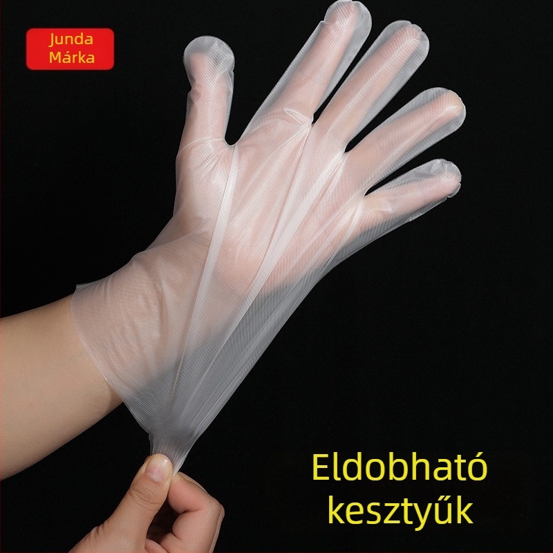 Junda egyszer használatos kesztyűk, 50 db, vastagított olajálló, átlátszó CPE éttermi élelmiszer-minőségű kesztyűk