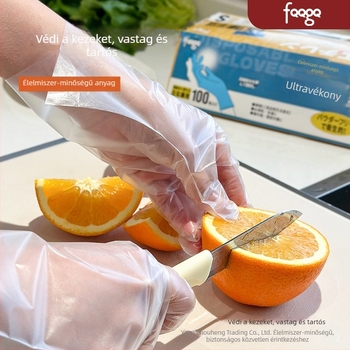 FQQGQ egyszer használatos polietilen kesztyűk, élelmiszer-biztonságú, átlátszó, catering és konyha számára