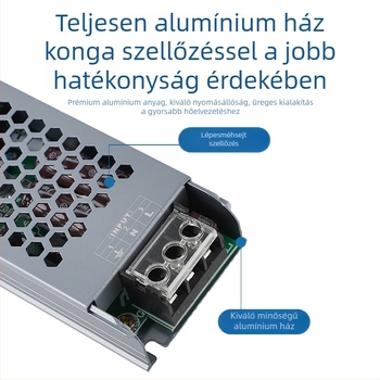 Ipari ultra vékony 12V fekete gyémánt LED fénydoboz tápegység, 24V lineáris világítás transzformátor, kapcsolóüzemű tápegység