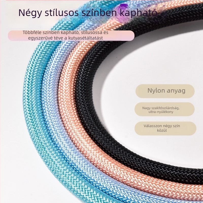 Nylon kutya póráz több színben, állítható hosszúsággal és anti-húzás dizájnnal