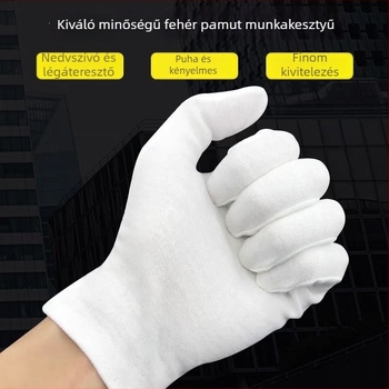 Antisztatikus fehér pamut kesztyű precíz elektronikai alkatrész-feldolgozáshoz, nedvesség- és izzadságfelszívó